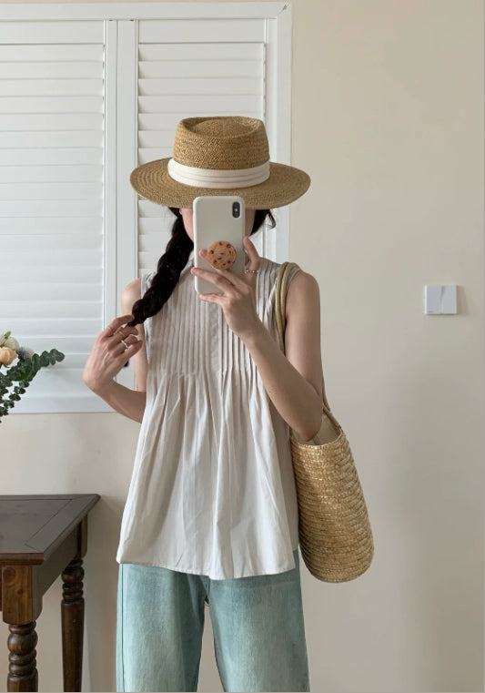 민소매 셔링 탑