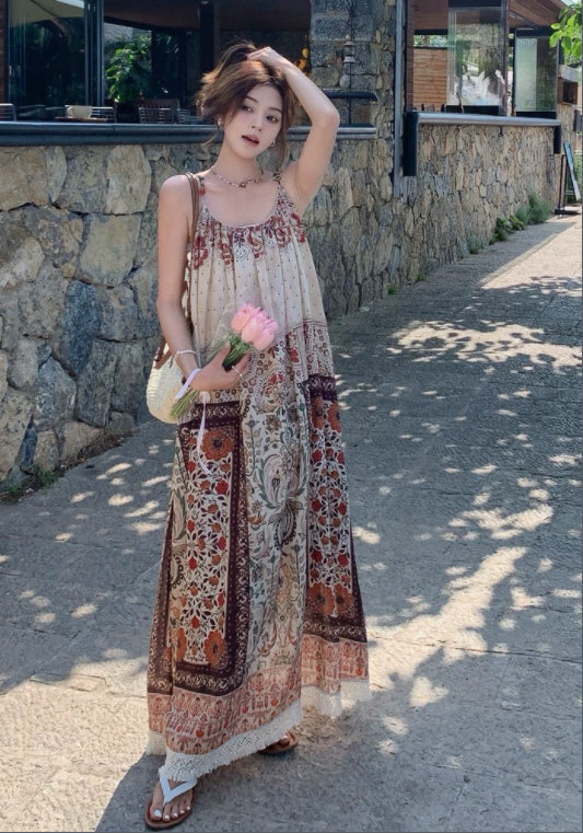 에스닉 스타일 슬리브리스 원피스