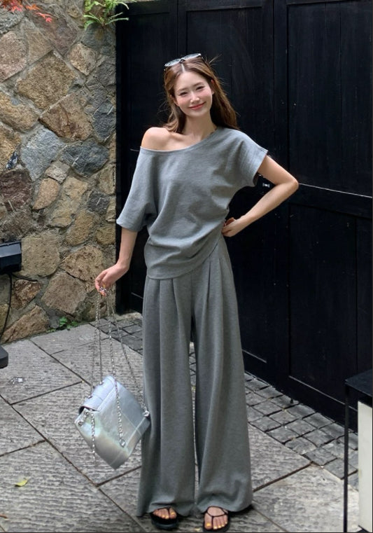 그레이 오프숄더 세트업