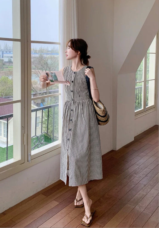 민소매 스트라이프 스커트