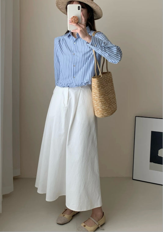 스트라이프 레이스 셔츠