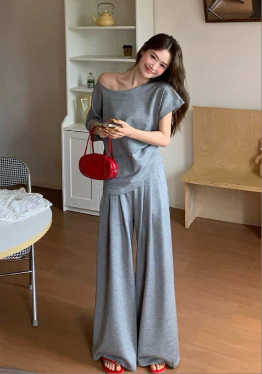 그레이 오프숄더 세트업