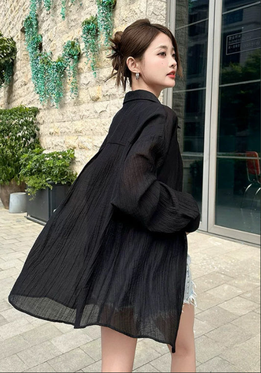 블랙 텐셀 셔츠