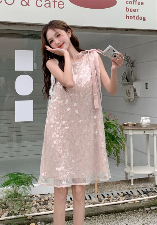 핑크 스팽글 스커트