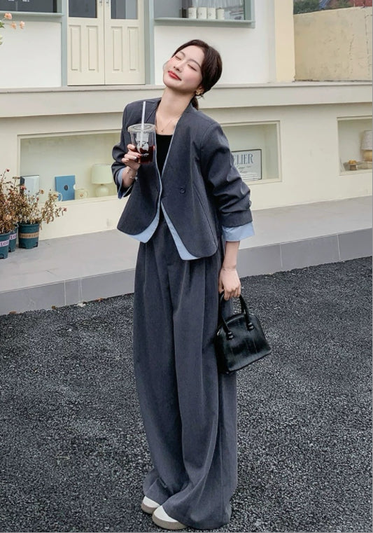 사선 버튼 테일러드 투피스