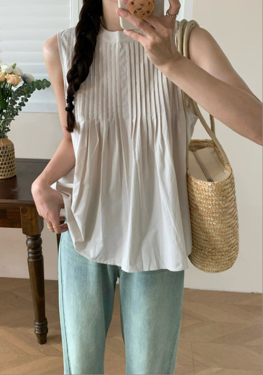 민소매 셔링 탑