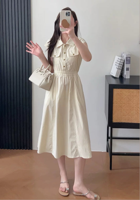 허리라인 워크 원피스
