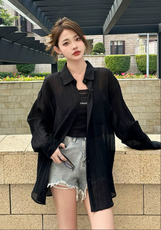 블랙 텐셀 셔츠