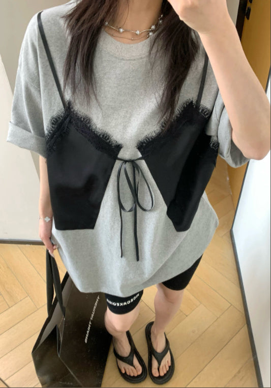 베스트 배색 티셔츠