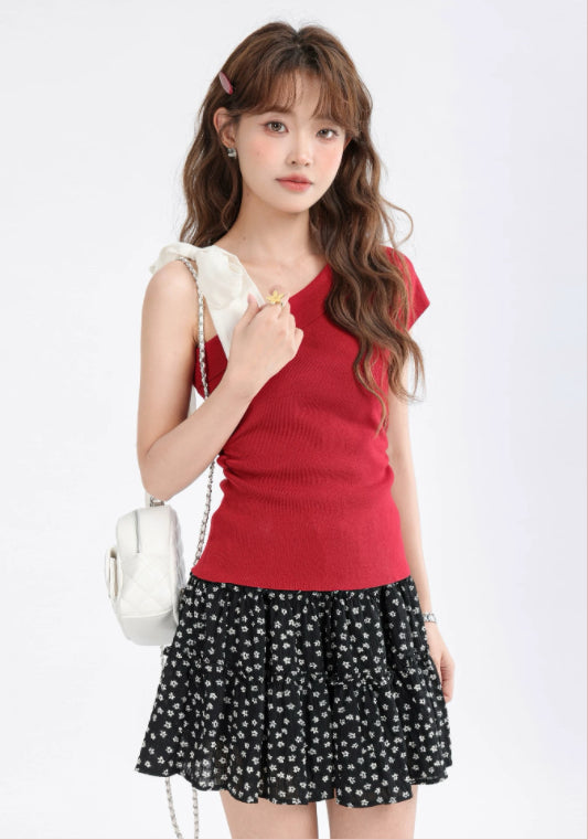 오프숄더 배색 탑