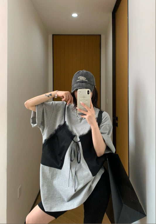 베스트 배색 티셔츠