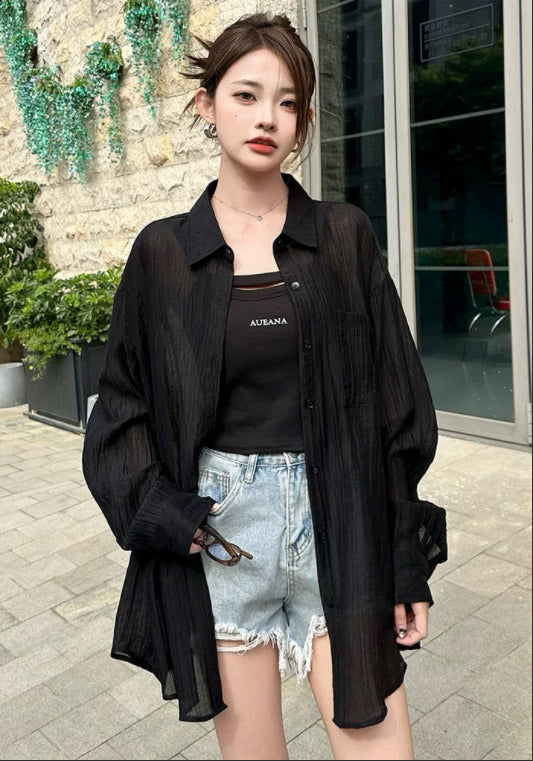 블랙 텐셀 셔츠