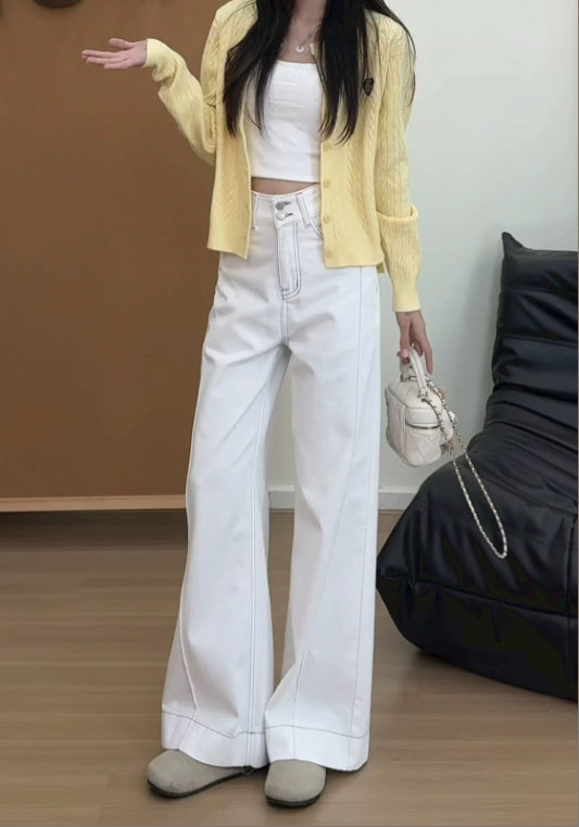 화이트 데님 팬츠