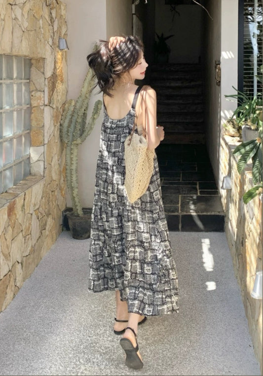 블랙 에스닉 스타일 슬리브리스 원피스