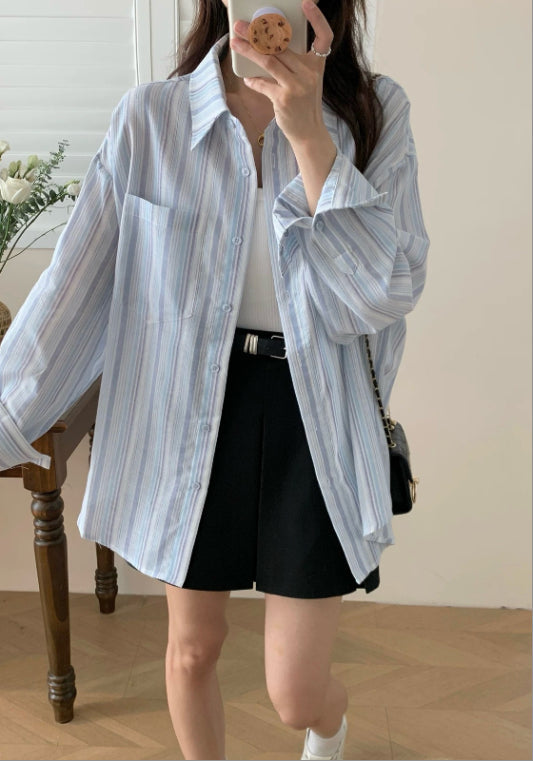 블루 스트라이프 셔츠