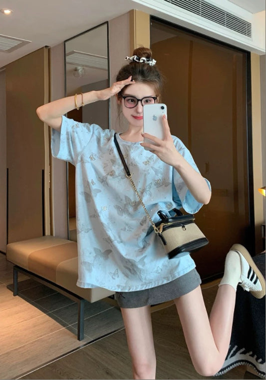 블루 큐빅 티셔츠