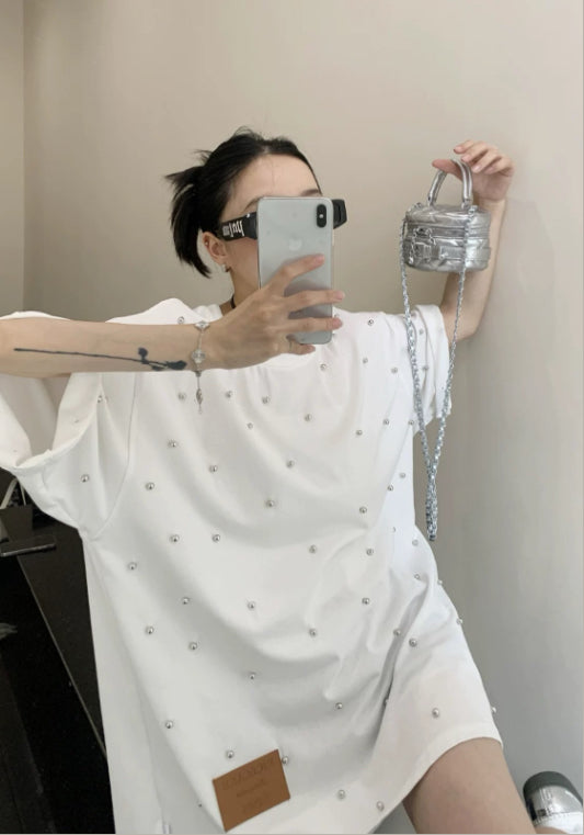 실버 비즈 티셔츠