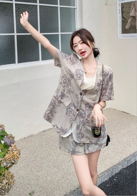 패턴 테일러드 투피스