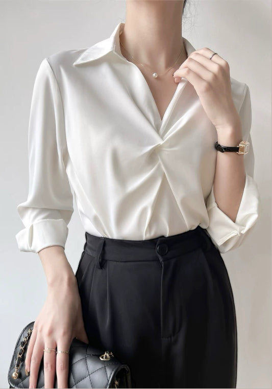 아이스 실크 꼬임 블라우스