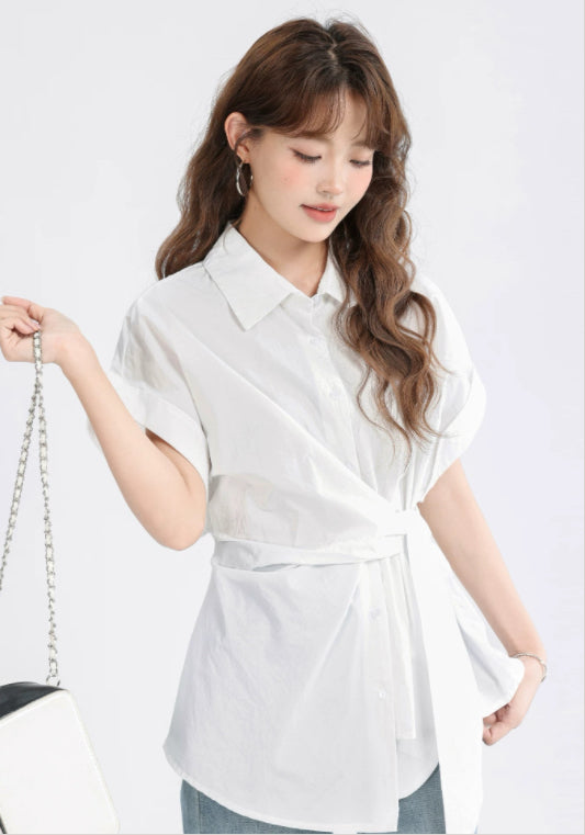 한국 스타일 허리 조절 셔츠