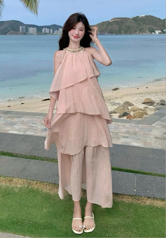 핑크 케이크 스커트