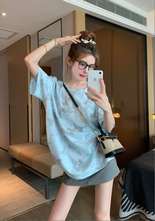 블루 큐빅 티셔츠