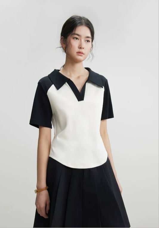 폴로카라 배색 탑