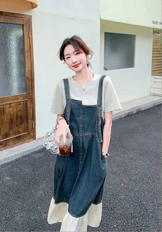 데님 멜빵 원피스
