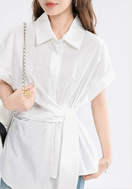 한국 스타일 허리 조절 셔츠