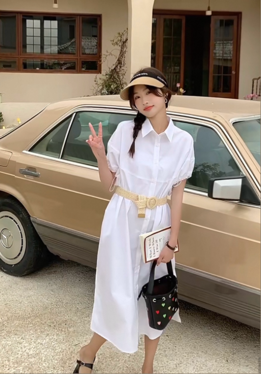 심플 화이트 셔츠 원피스