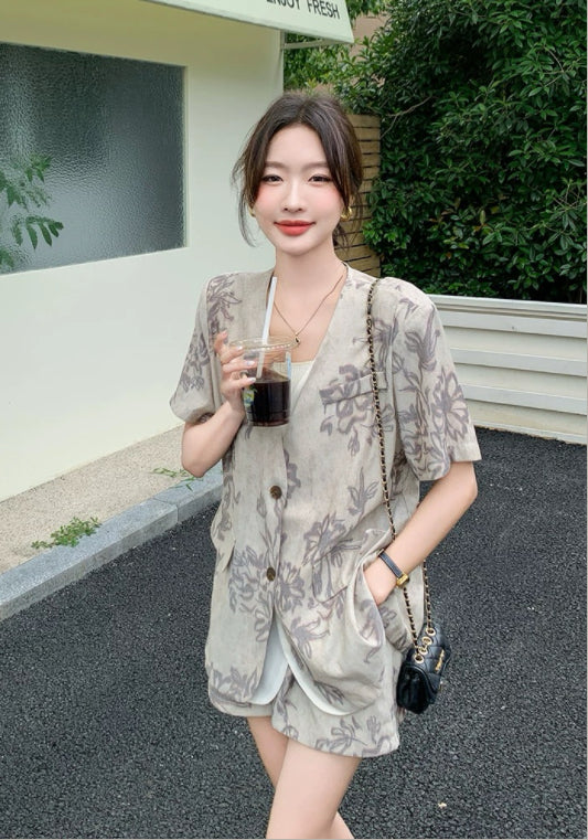 패턴 테일러드 투피스