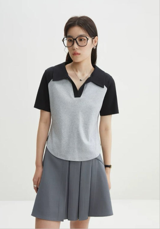 폴로카라 배색 탑