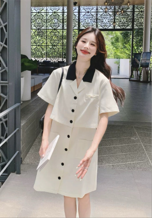 아이보리 레이어드 테일러드 원피스