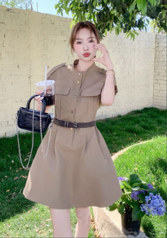 카키 워크웨어 미니스커트