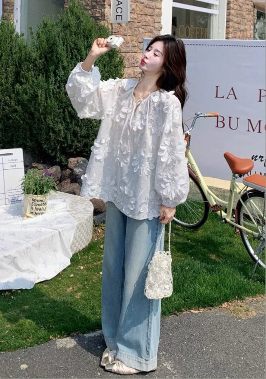 입체 플라워 셔츠