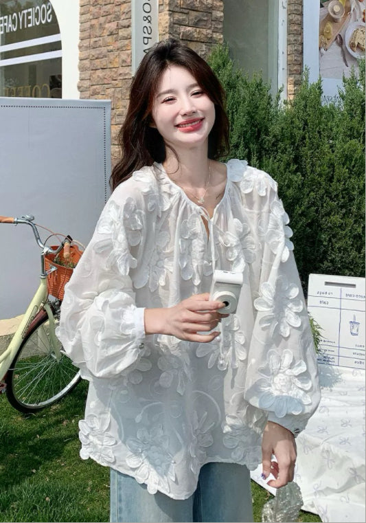 입체 플라워 셔츠