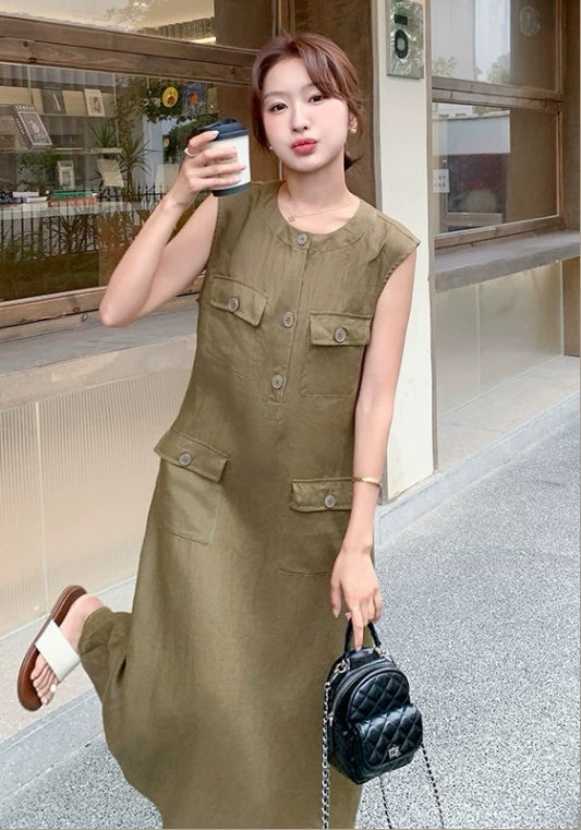 카키 베스트 원피스