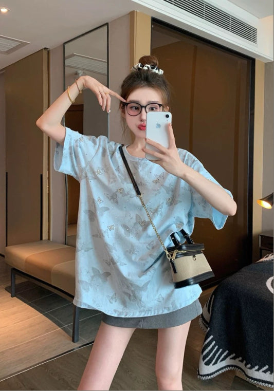 블루 큐빅 티셔츠