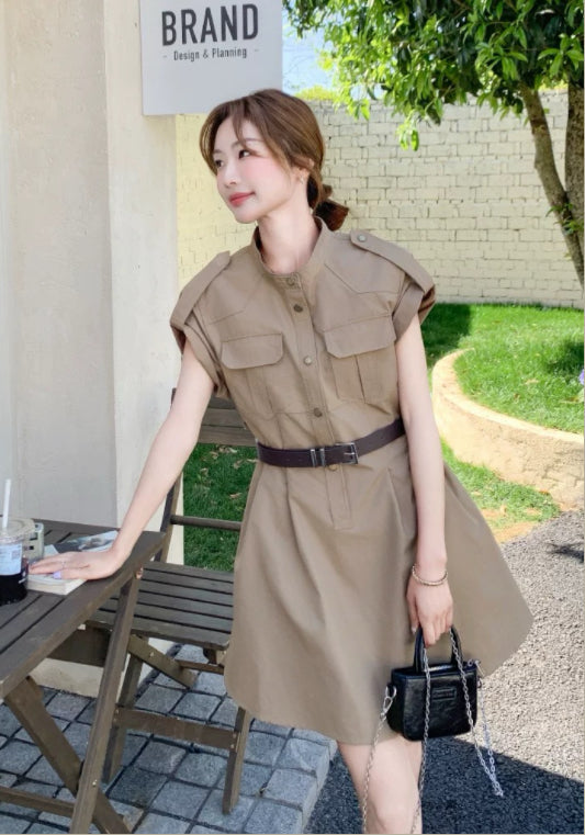 카키 워크웨어 미니스커트