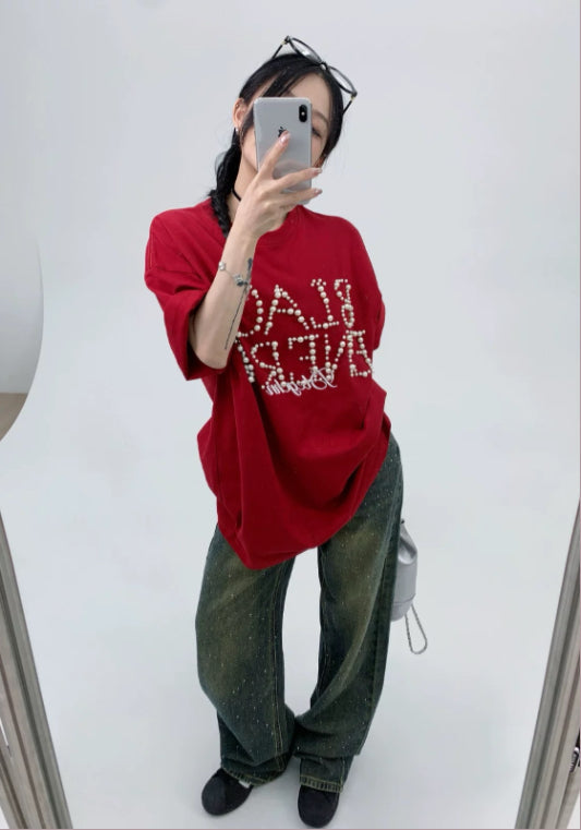 진주 영문 티셔츠