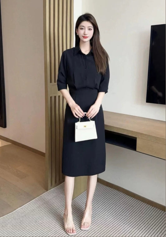 레이어드 아이스 실크 스커트