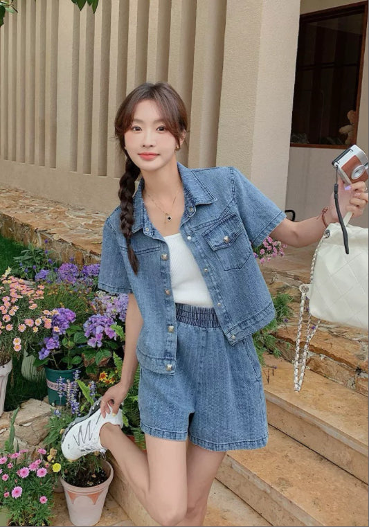 심플 데님 투피스