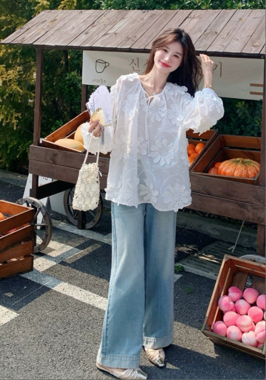 입체 플라워 셔츠