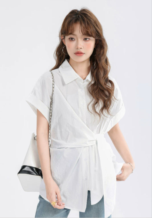 한국 스타일 허리 조절 셔츠