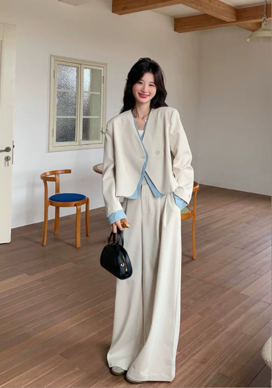 사선 버튼 테일러드 투피스