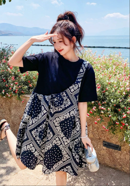 레이어드 프린팅 원피스