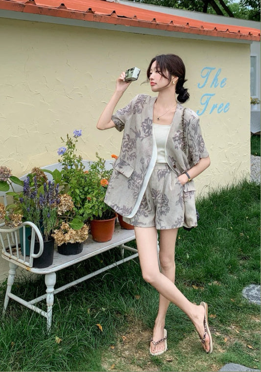 패턴 테일러드 투피스