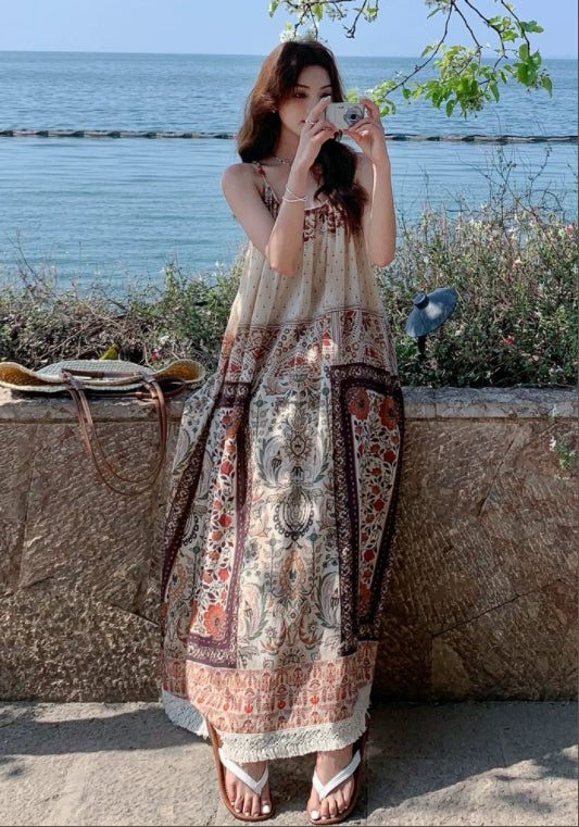 에스닉 스타일 슬리브리스 원피스