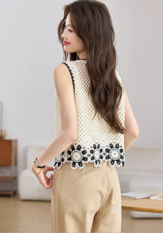 플라워 니트 베스트