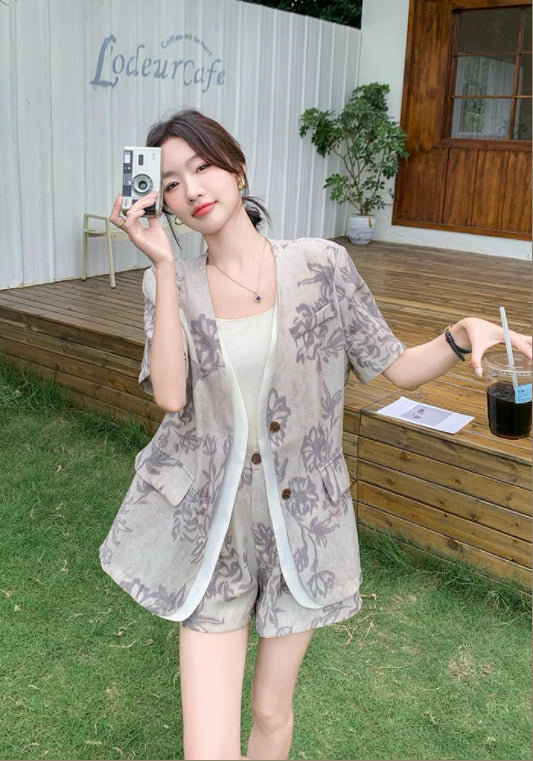 패턴 테일러드 투피스